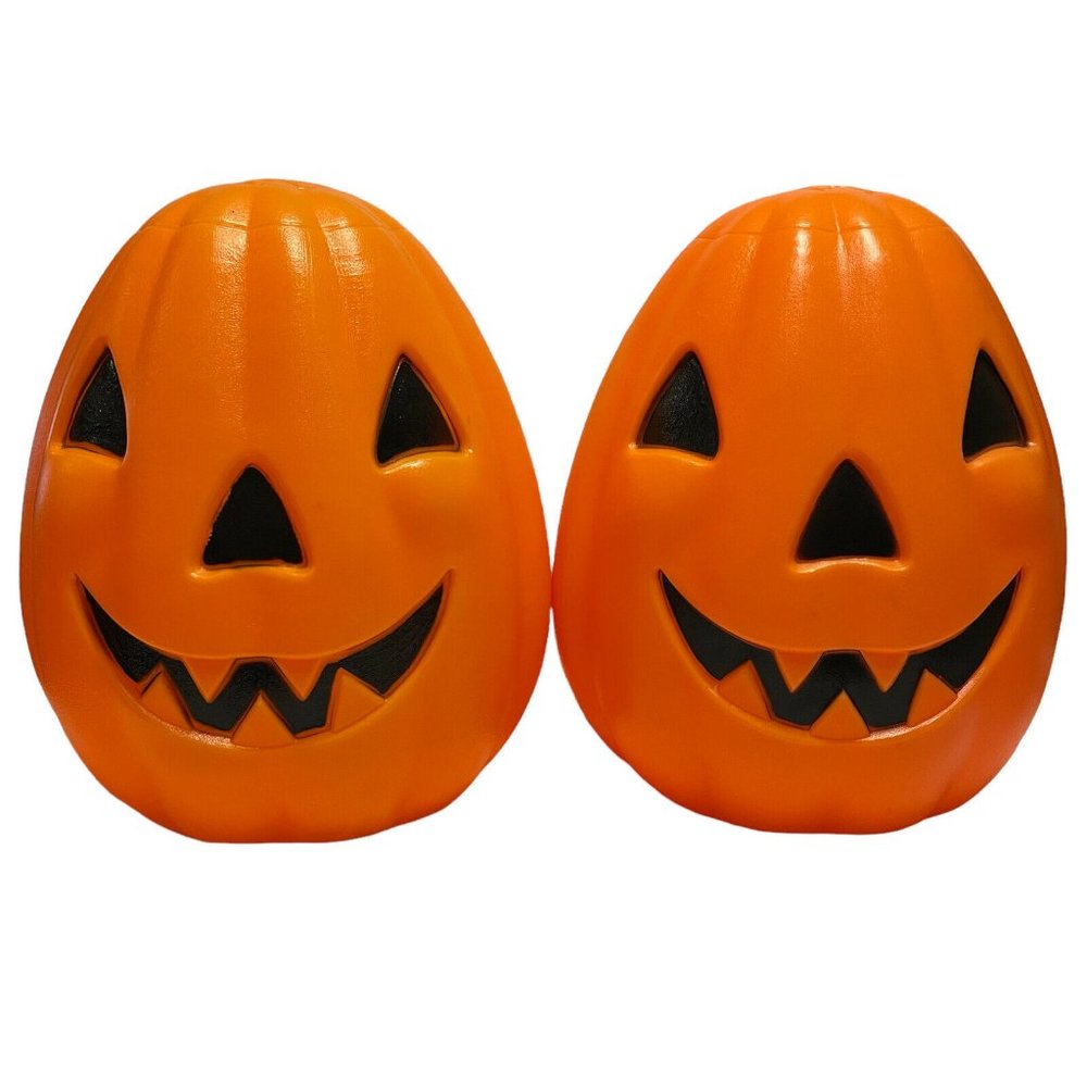 2- 13” Large Empire Halloween Blow Mold Jack-O-Lantern Pumpkin Vintage